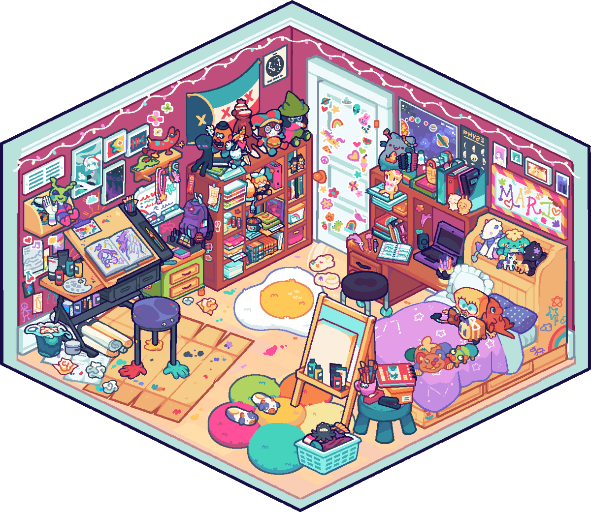 SpaceRobinhood's tweet photo. Never been jumpscared so hard by a notif before but I will in fact use it as an excuse to share what Mari's room looks like five years later. https://t.co/VZbc9WPJaZ