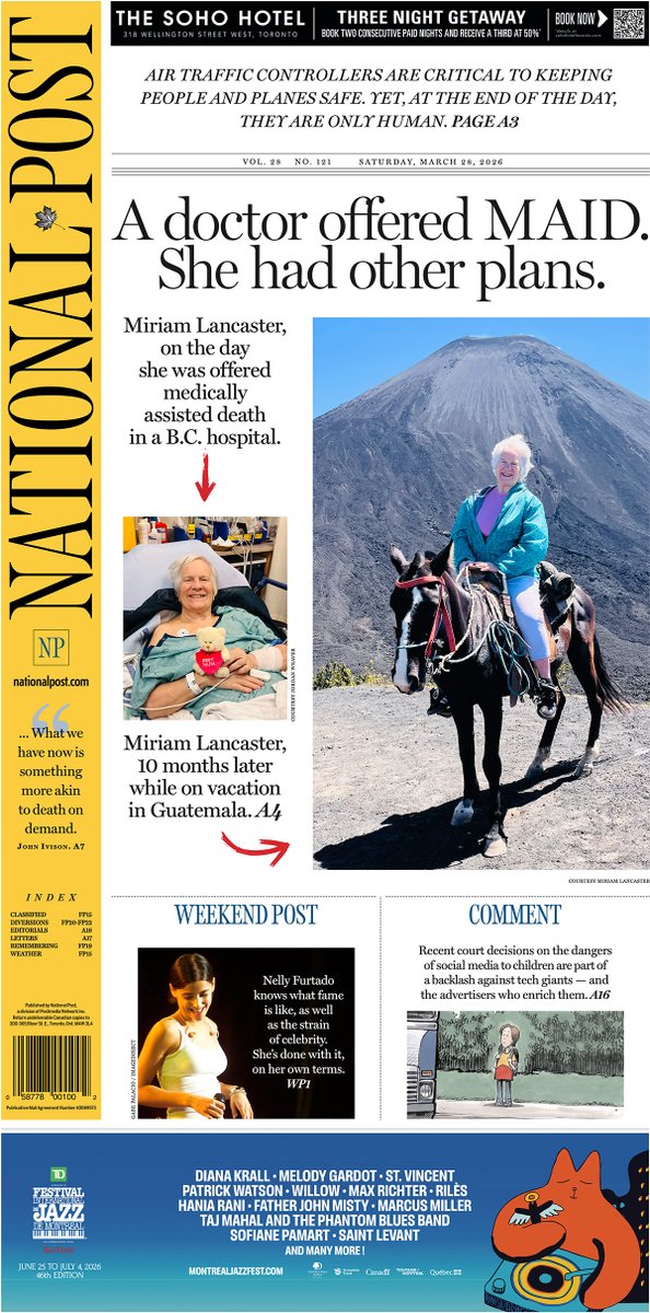 The Post's #frontpage for Saturday, March 28, 2026.