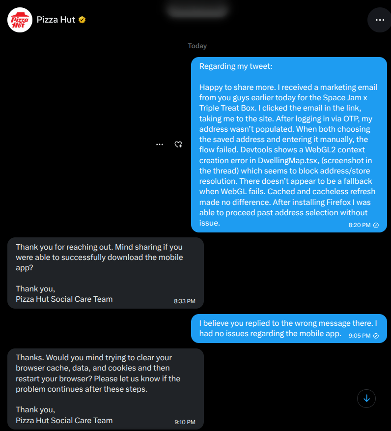 Zemur's tweet photo. @pizzahut Presented without commentary, except to say I still didn't get my pizza. Ordered from @dominos instead. https://t.co/SKDJjbchzd