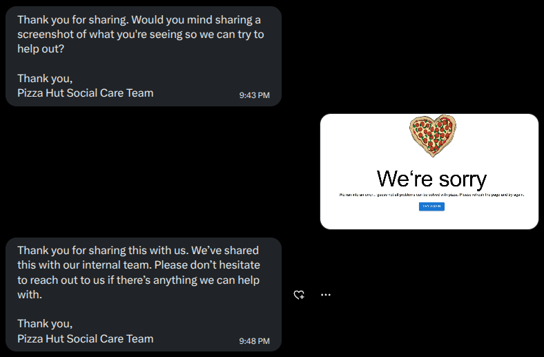 Zemur's tweet photo. @pizzahut Presented without commentary, except to say I still didn't get my pizza. Ordered from @dominos instead. https://t.co/SKDJjbchzd
