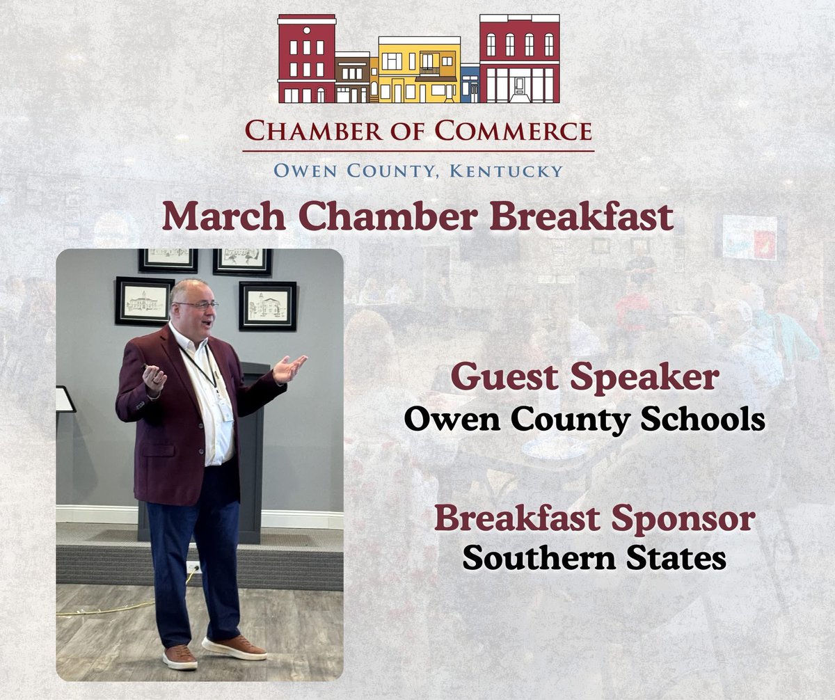 OCSupt's tweet photo. A BIG THANK YOU to the Owen County Chamber of Commerce for allowing our school district to share our District Strategic Plan with you at this month’s meeting. In order to accomplish our goals, we need the support of our community to make it all happen. #WEareOC #CommunityMatters https://t.co/nfnpooxbSO