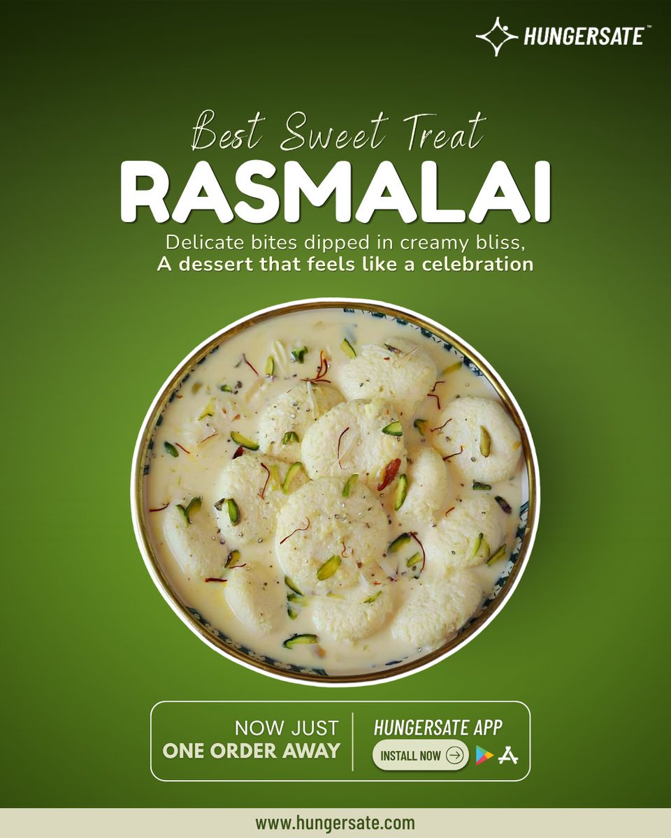 hungersate's tweet image. Experience the timeless elegance of RASMALAI ✨
A dessert so luxurious, it turns every moment into a celebration.

Just one click away from pure bliss.
#Rasmalai #RoyalDessert #IndianSweets #Hungersate #food #Intercityfooddelivery #FoodDelivery #foodie #weekend