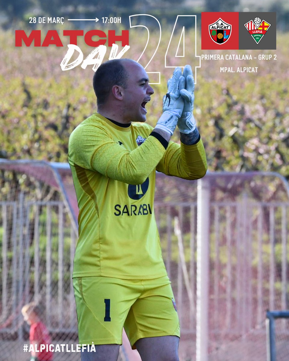 FutbolAlpicat's tweet photo. #DIADEPARTIT ⚽

🗓️ Dissabte, 28/03/26
⚽ Jornada 24
🆚 @ULlefia
🕔 17:00h
📍 Mpal. Alpicat

🔴🔴🔴🔴🔴
#GoReds 💪
#1cat2
#futbolcat https://t.co/6T1LoQ1lFa