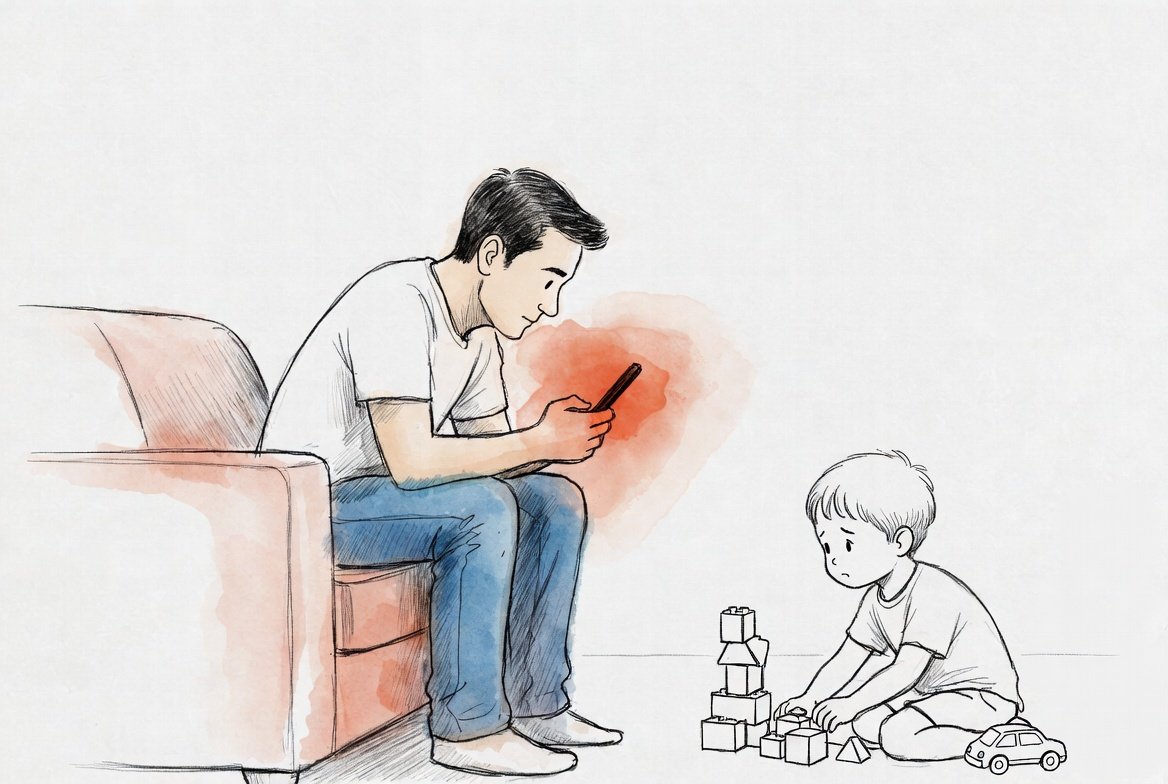 Wenn du keine Lust hat, Zeit mit deinem Sohn zu verbringen…

…hast du in den meisten Fällen kein Zeitproblem.

Sondern ein Dopamin-Problem.

Zu viele billige Reize.
Zu viel Scrollen.
Zu viel künstliche Stimulation.

Du kannst Kaffee nachkippen und durch Feeds jagen, bis deine