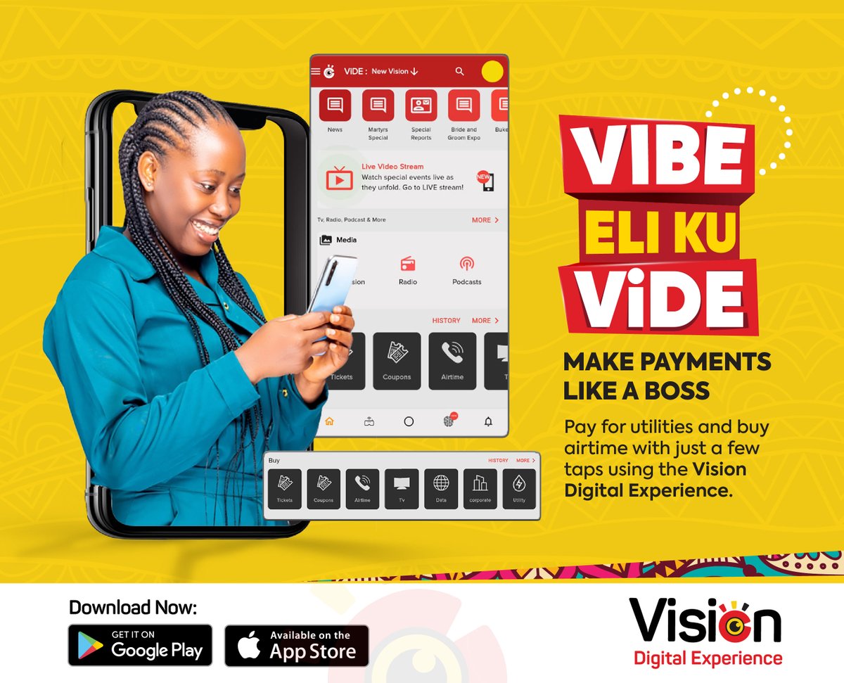 newvisionwire's tweet photo. Vibe eri ku ViDE!  Make payments like a boss with Vision Digital Experience 💳📲

Pay your utilities, buy airtime, and stay in control — all in just a few taps.
👉 Download Now on Google Play: https://t.co/xxwDPxwtGq
#VisionDigital #VibeEriKuVide #CitizenJournalism https://t.co/CLbOvTPdrJ