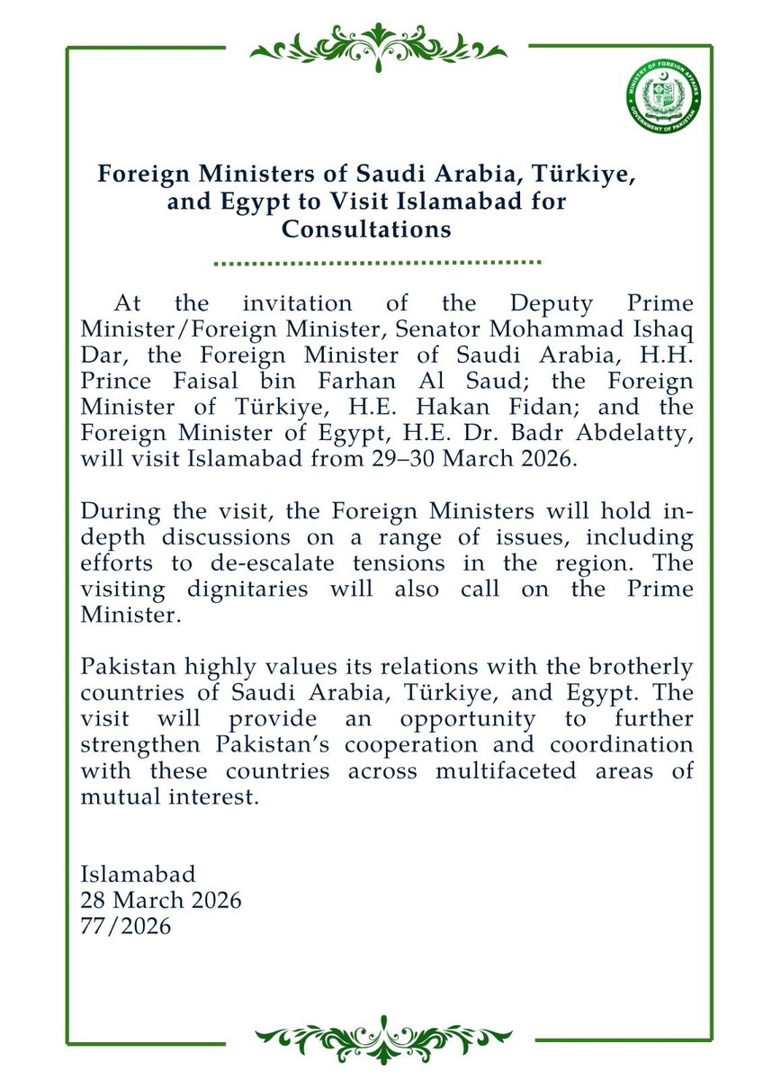 Ministry of Foreign Affairs - Pakistan tweet media