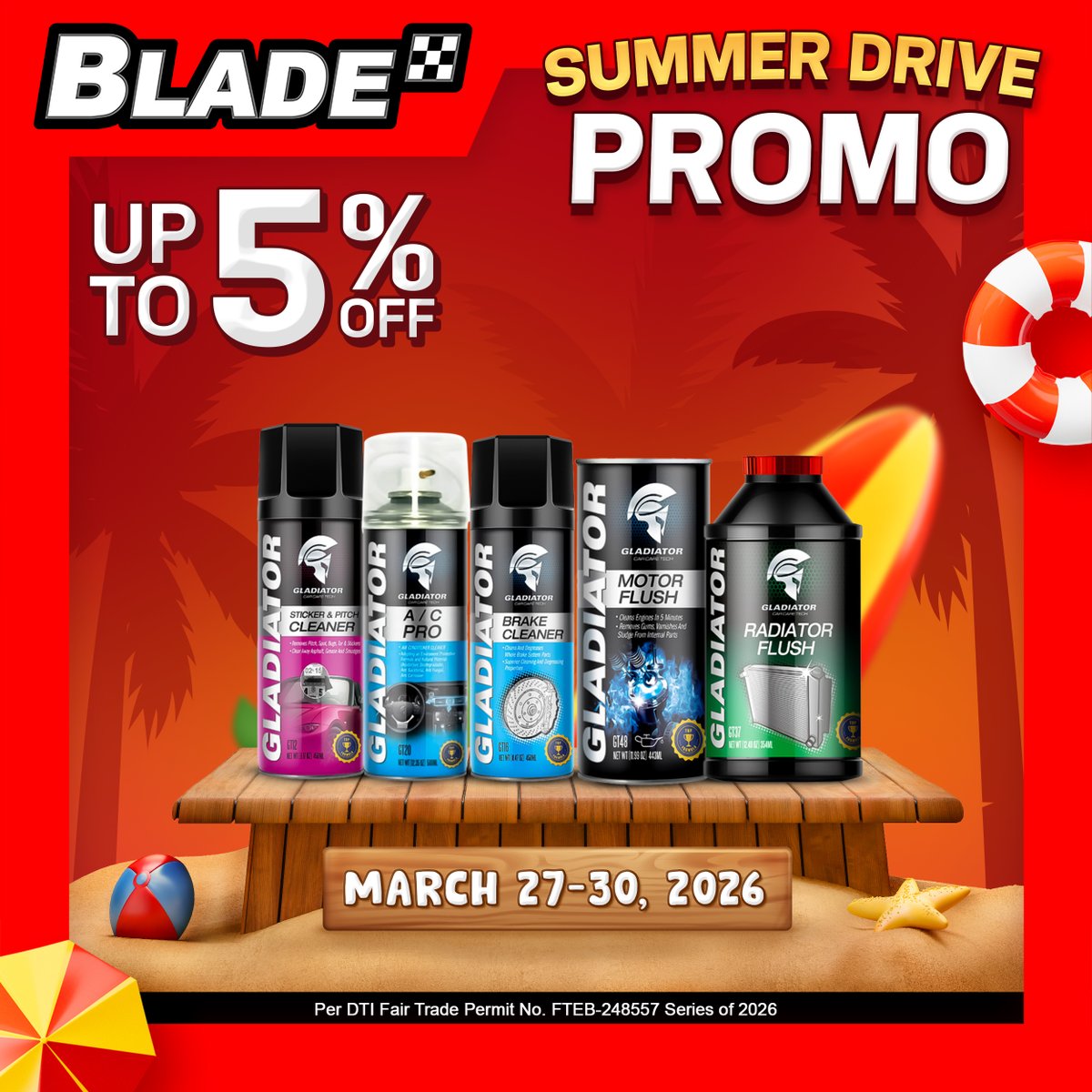 BladeAutoCenter's tweet image. It’s finally here! 💥
Score hot deals on car essentials today ⚡
Don’t miss the best picks while stocks last.

📅 March 27–30, 2026

#BladeAutoCenter #BladePH #ItsBladeItsBetter 
#SummerDrivePromo #SummerWithBlade