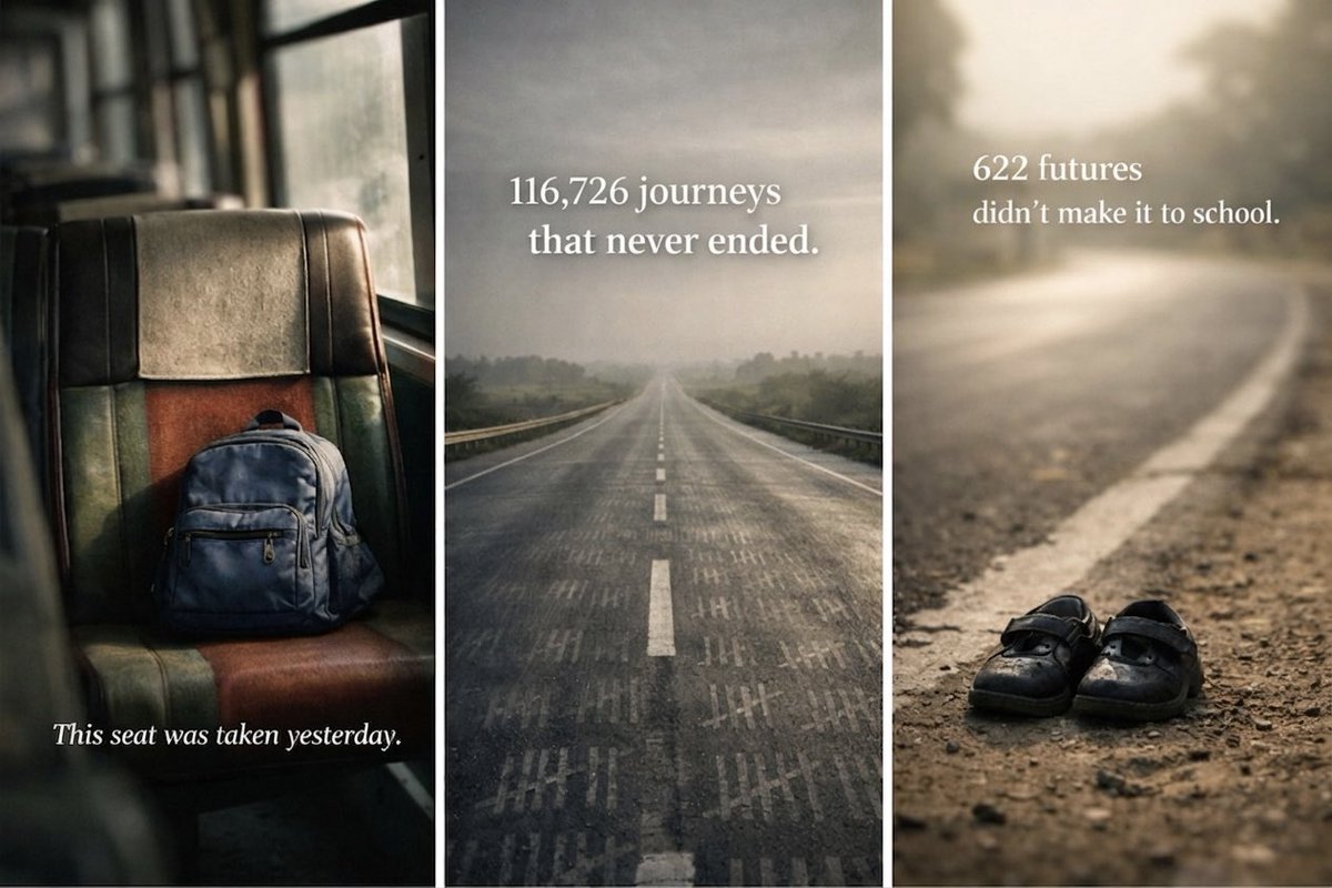 Not in a war. Not in a flood.
In a bus. On a highway. On a Tuesday morning.

In 2025 alone, 9,111 lives lost on Bangladesh’s roads. 622 of them were children. Over the last 12 years, 116,726 people. More than the combined death toll of the wars in Ukraine and Gaza. Except this