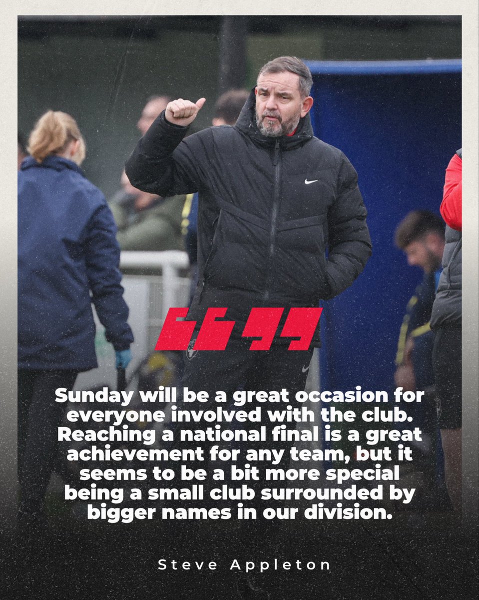 Ahead of tomorrow’s Plate Final against Moneyfields, here’s a message from our manager, Steve Appleton:

“Sunday will be a great occasion for everyone involved with the club. Reaching a national final is a great achievement for any team, but it seems to be even more special for