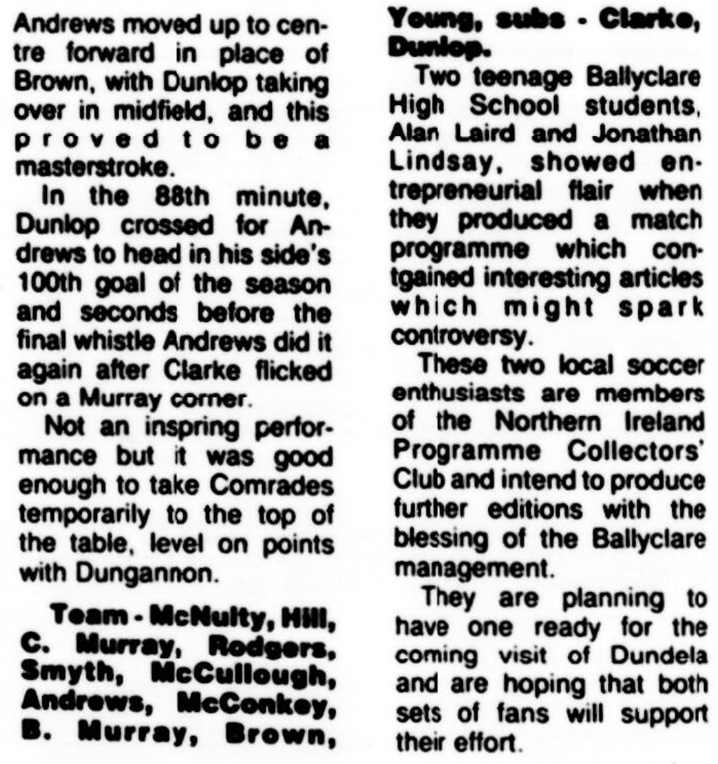 Ballyclare Comrades History tweet media