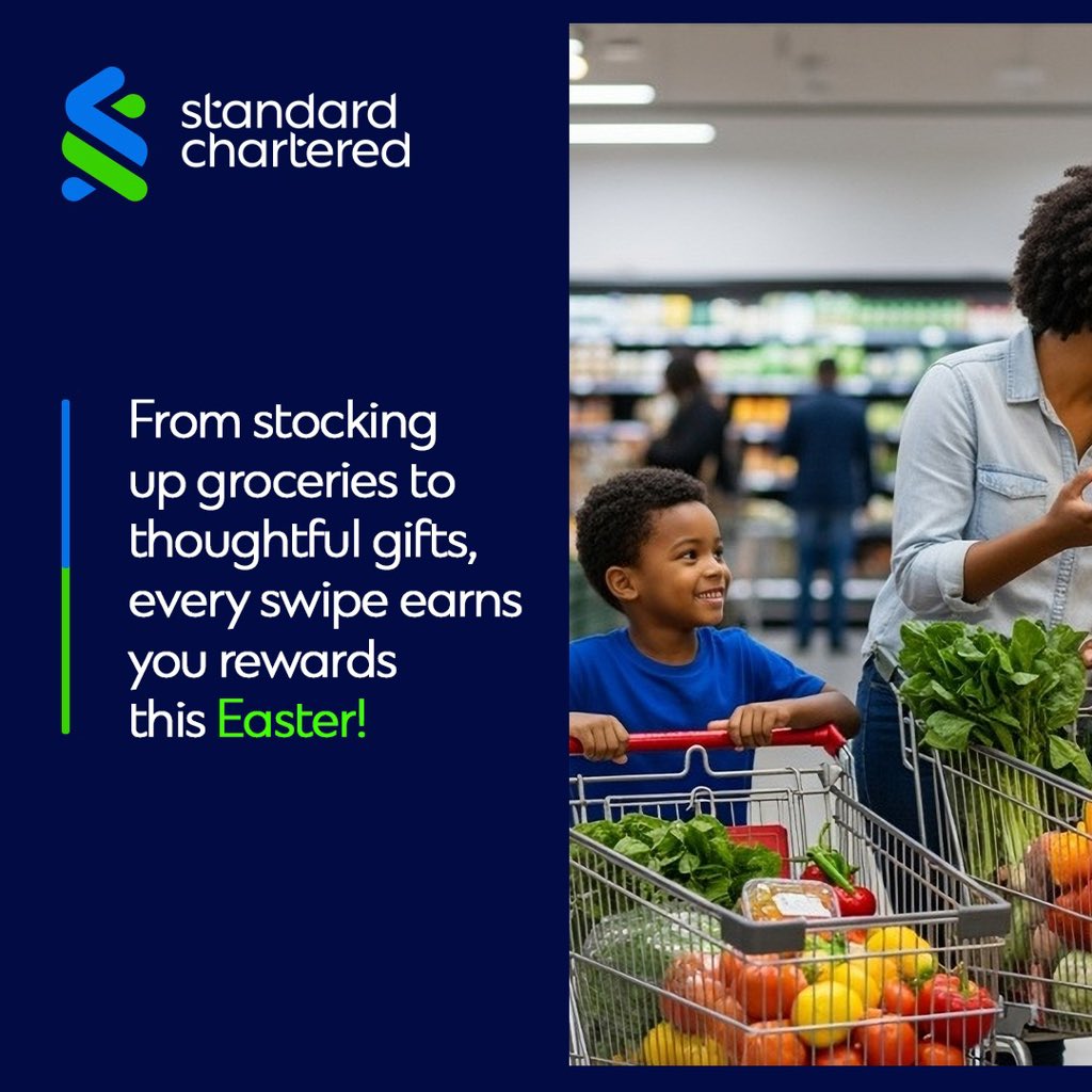 StanChartUGA's tweet image. Easter is around the corner.

Make every purchase count when you pay with the StanChart Visa Card and earn reward points.

Shop. Swipe. Celebrate with more in return.

#Rewards #Easter #Card