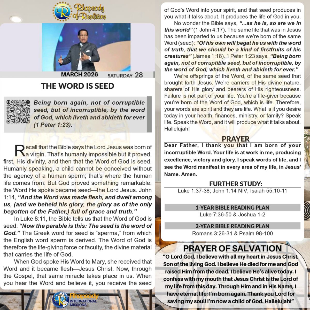 RhapsodyDaily's tweet photo. The Word of God is the life-giving force, the divine material that carries the life of God.

When you receive and believe God’s Word, it produces the life of God in you. So speak the Word over your health, your finances, your family, and whatsoever you desire!

#SpeakLife https://t.co/D0mVlaK32h