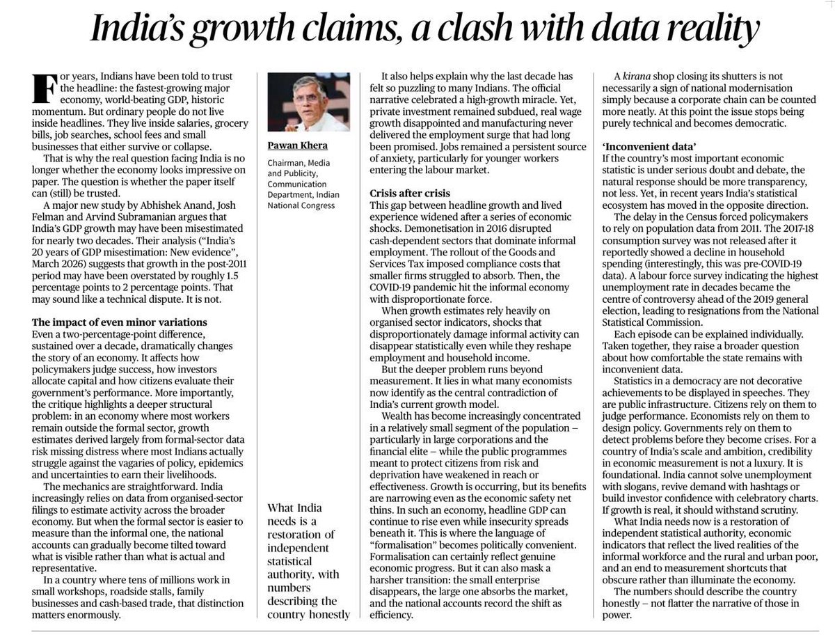 Statistics in a democracy are used as diagnostic tools. Citizens rely on them to judge performance. Economists rely on them to design policy. Governments rely on them to detect problems before they become crises.

Modi government uses them as propaganda tools to hide its
