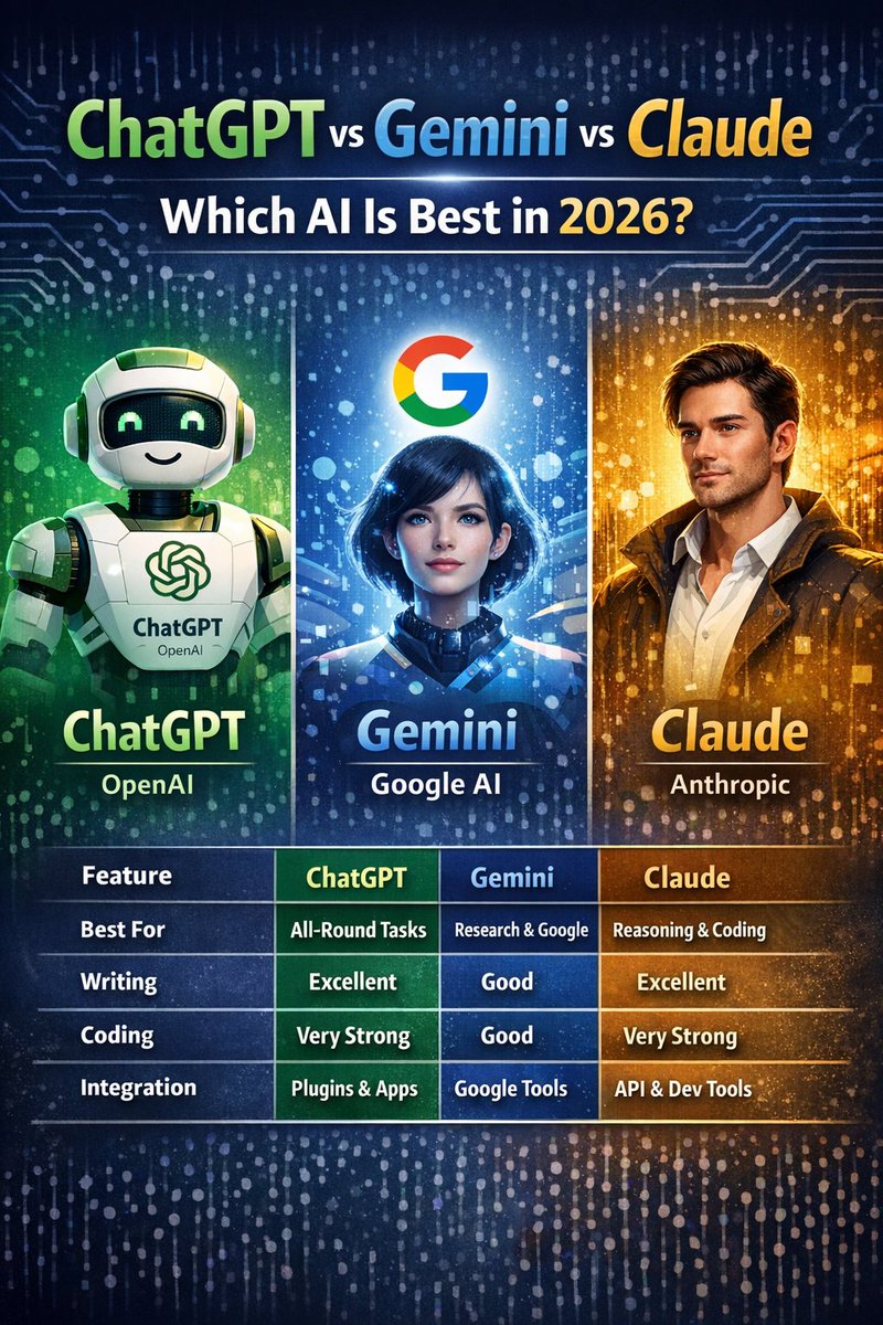 🤖 ChatGPT vs Gemini vs Claude – Which AI is the best? 🔹 ChatGPT – Best ...