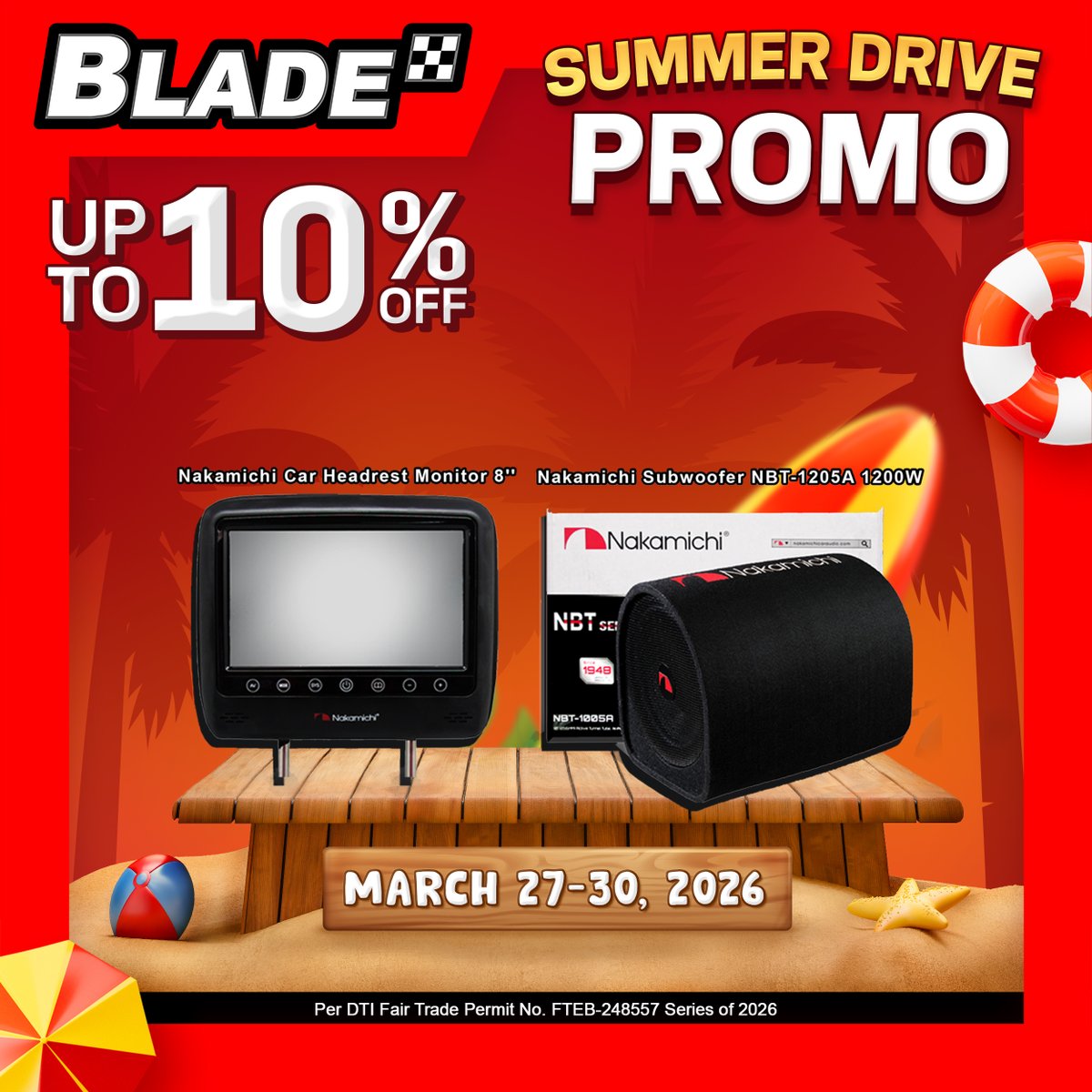 BladeAutoCenter's tweet image. Still thinking about it? ⚡🚙
Deals are ongoing on selected items 💯
Perfect time to upgrade your ride.

📅 Until March 30, 2026
Visit Blade stores today!

#BladeAutoCenter #BladePH #ItsBladeItsBetter 
#SummerDrivePromo #SummerWithBlade