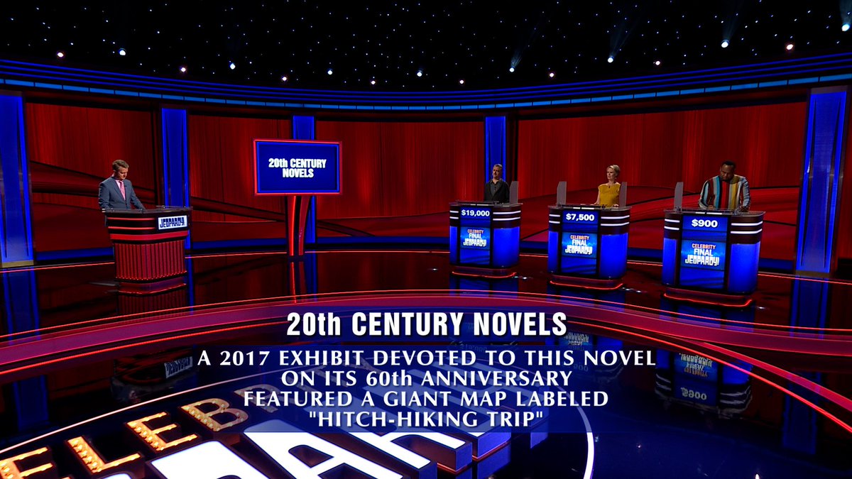 Jeopardy's tweet image. Test your knowledge of 20th Century Novels with tonight's Celebrity Final #Jeopardy! jeopardy.visitlink.me/H38wxY