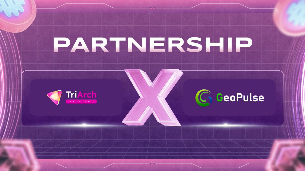 TriArchGlobal's tweet photo. Partnering with @geopulse_ — unlocking the power of real-world data on-chain. 🌍

TriArch brings structured capital and intelligent strategies, while GeoPulse transforms GPS data into verifiable on-chain intelligence.

Together, we’re bridging physical data and DeFi yield. 🔺 https://t.co/AZhy7FEyBy
