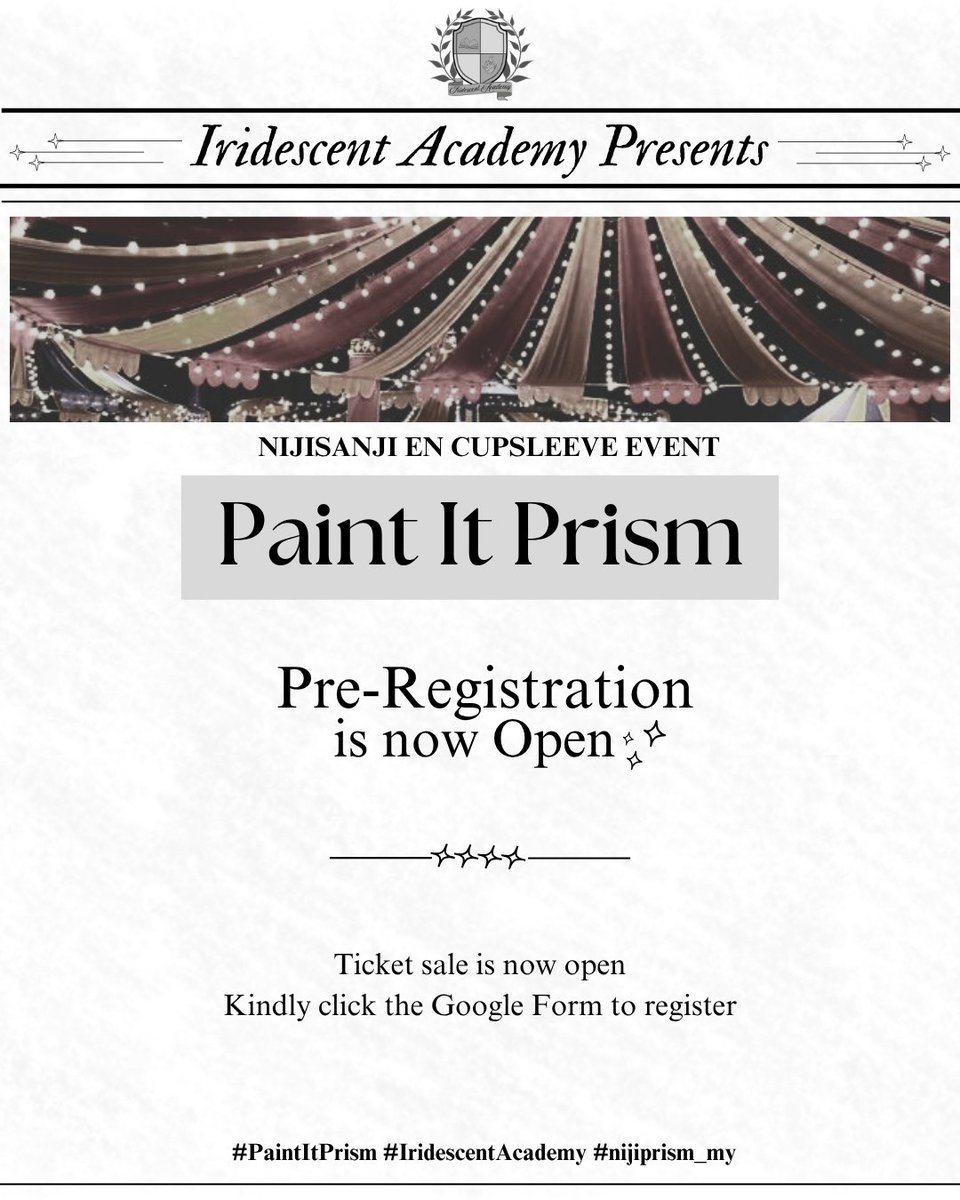 nijiprism_my's tweet image. Pre-registration is now open 📣

Come and join us in the festivities!

forms.gle/7VMDeobCSPs8Bb…

Note : Please be informed that registration will be needed to attend the event as we will not be accepting any walk-ins.

#PaintItPrism #IridescentAcademy #nijiprism_my #NIJISANJI_EN