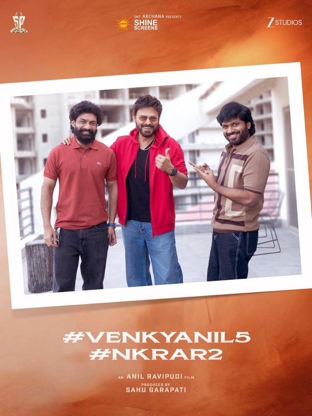 abhiVocals's tweet photo. @Shine_Screens presents #VenkyAnil5 &amp; #NkrAR2 in association with @ZeeStudios_ 🔥

Proudly backed by @SureshProdns 💥

Big surprises loading 😎
Victory @VenkyMama @NANDAMURIKALYAN @AnilRavipudi @sahugarapati7 @zeestudiossouth https://t.co/U17izTu9lX