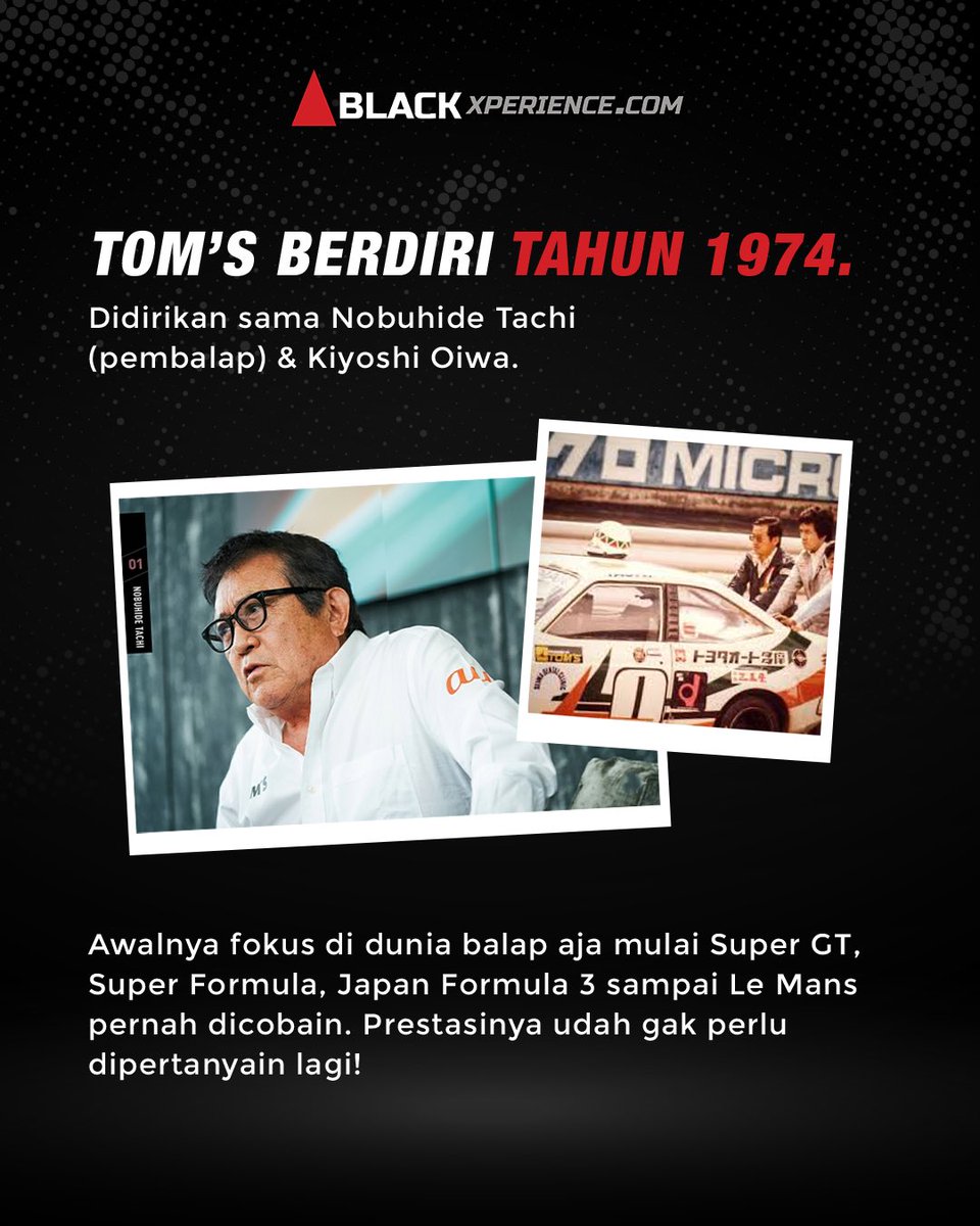 blackxperience's tweet image. Buat lo para owner mobil Toyota, pasti udah gak asing dong sama nama Tom’s! 😎😎

Sebenernya Tom’s itu apa sih?Tim balap apa jualan parts ya?? 🤔
Gass langsung geser slidesnya aja

#BlackXperience #CarEnthusiasts #CarMods #Toms #TomsRacing