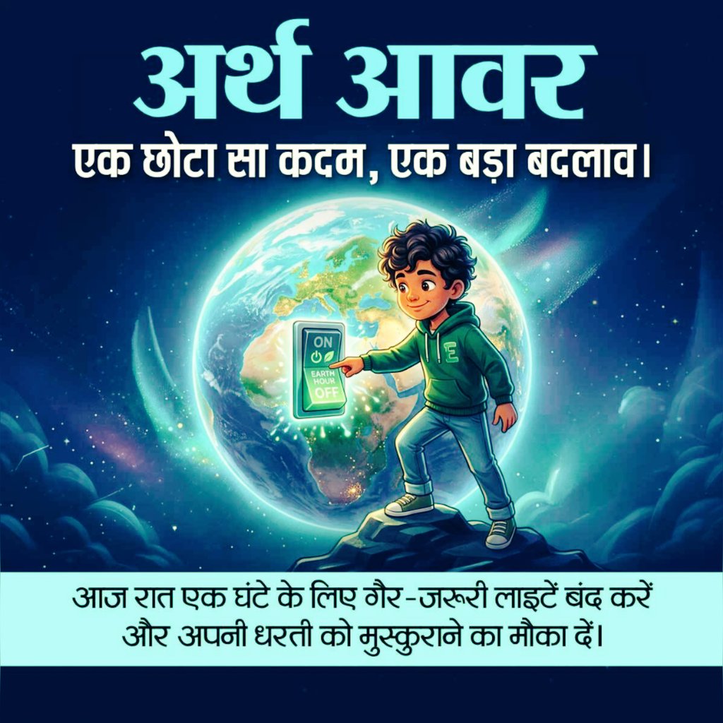 prakash26593222's tweet image. आज रात 8:30 से 9:30 — एक घंटा सिर्फ धरती के नाम 🌍
Tonight 8:30–9:30 — one hour for our Earth 🌍
#EarthHour #SaveEarth