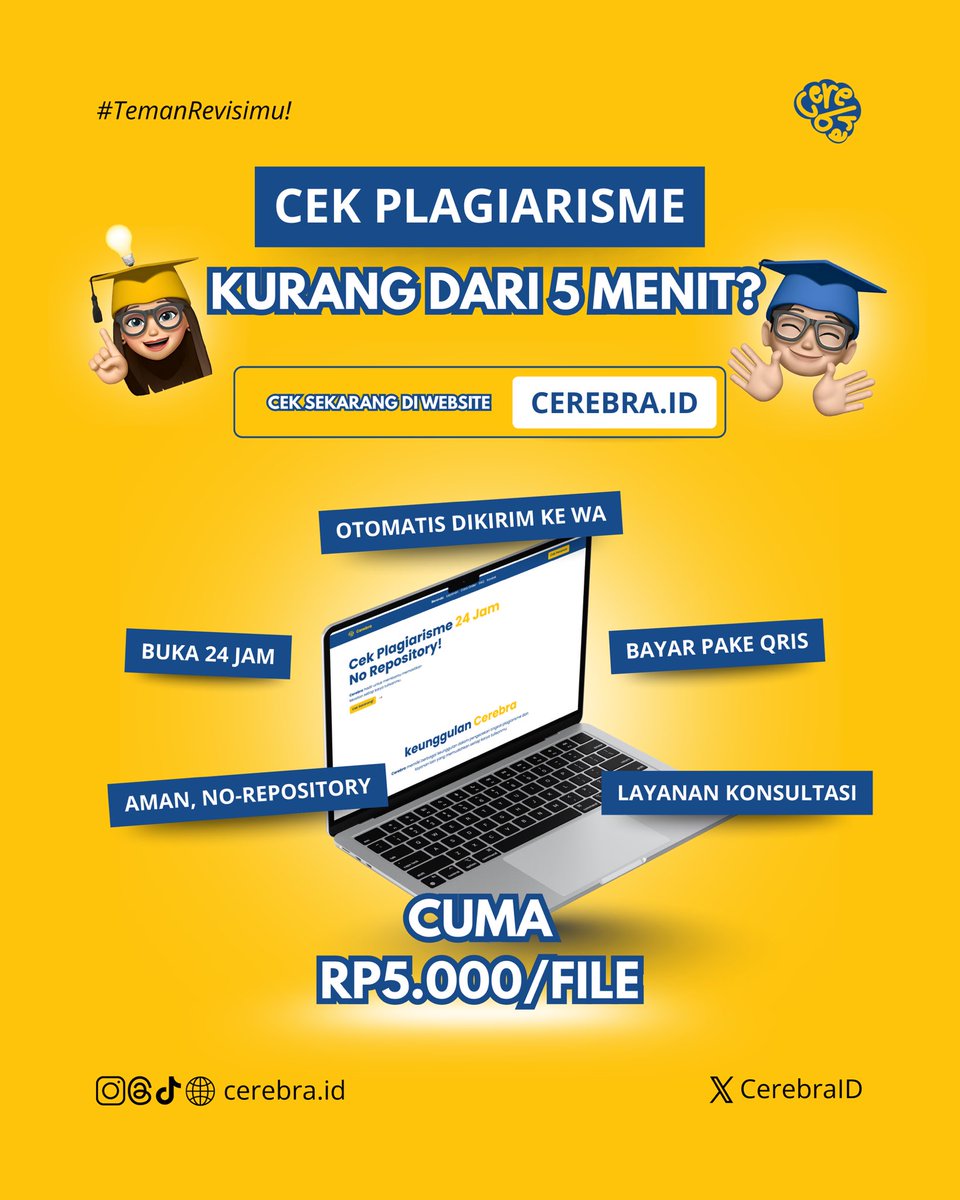 CEREBRA.ID | Cek Turnitin Otomatis 24 Jam No Repo tweet media