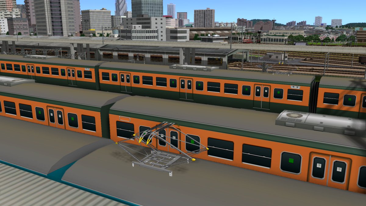 cALcAL32784058's tweet photo. 113系0番台湘南色6回目。側面行先表示器描画テスト。手前は行先表示器準備工事車。東京口では冷房化工事後もしばらくの間サボを使用していたのでこの仕様車がありました。作業続けます。
#A列車で行こう9 #A9codec https://t.co/81FGPvUoV7