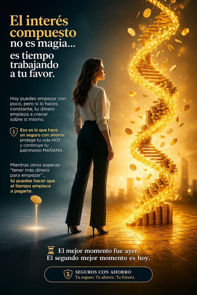 Tu_Segurisimo's tweet photo. El #InterésCompuesto no es magia…es tiempo trabajando a tu favor. Mientras otros esperan “tener más dinero para empezar”…tú puedes hacer que el tiempo empiece a pagarte⏳ El mejor momento fue ayer, el segundo mejor momento es hoy.
#AhorroInteligente #PlanPersonalDeRetiro https://t.co/laGArIHv23