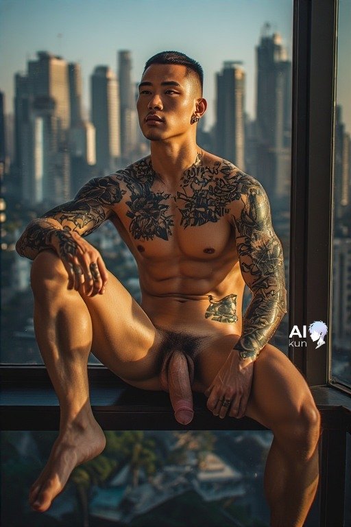 AI_kun77's tweet photo. Above the skyline, feeling myself 💪
#NakedInTheCity #Tattoos #PenthouseVibes https://t.co/hL45Ha3pjU
