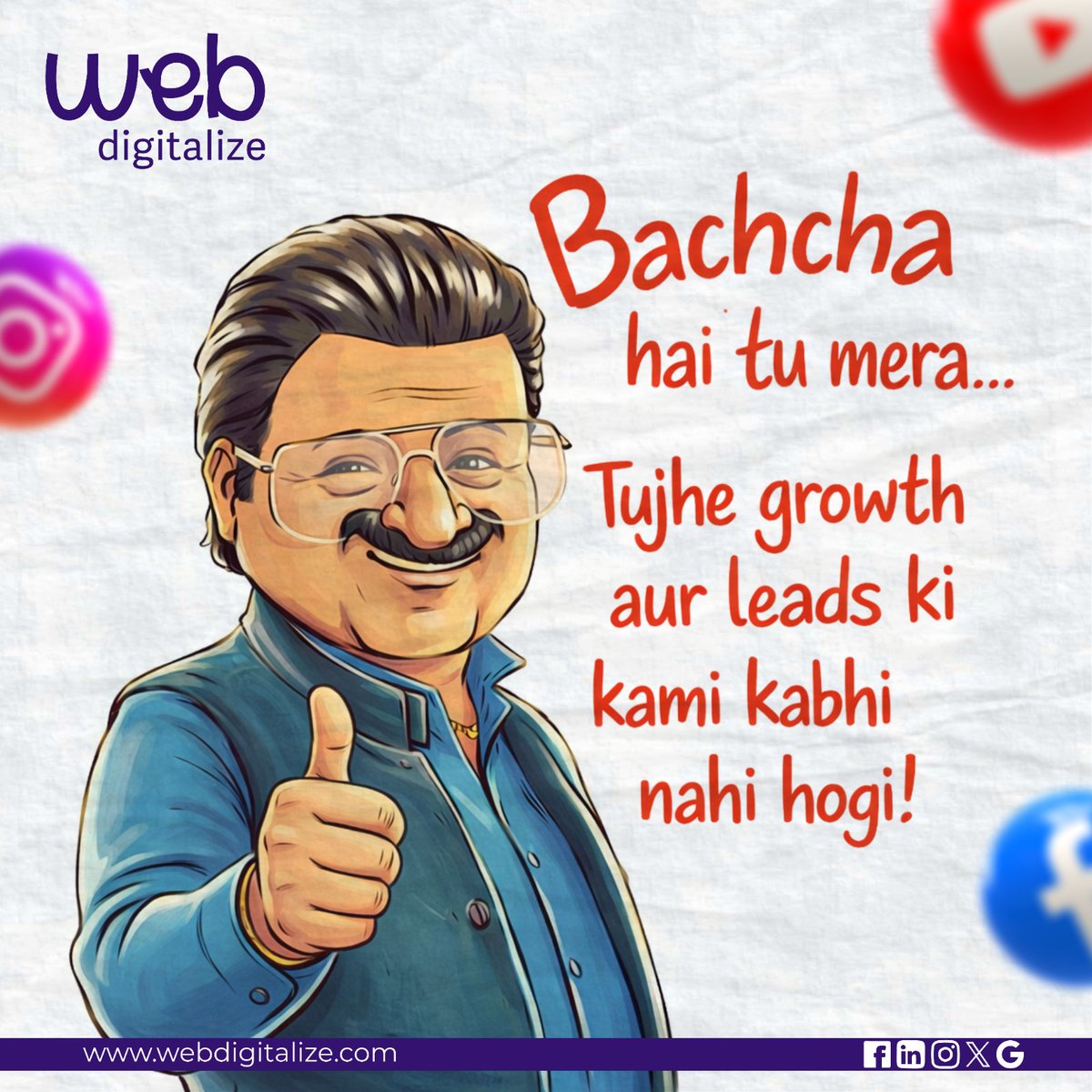 WebDigitalize's tweet photo. Bachcha hai tu mera… 😄
Tujhe growth aur leads ki kami kabhi nahi hogi!” 🚀

With WebDigitalize, turn your business into a lead-generating machine and grow smarter every day.
👉 Let’s grow together!
Explore more 👉 https://t.co/BgLCjw3mgF
#webdigitalize #DigitalMarketing https://t.co/FDcyuoYIqa
