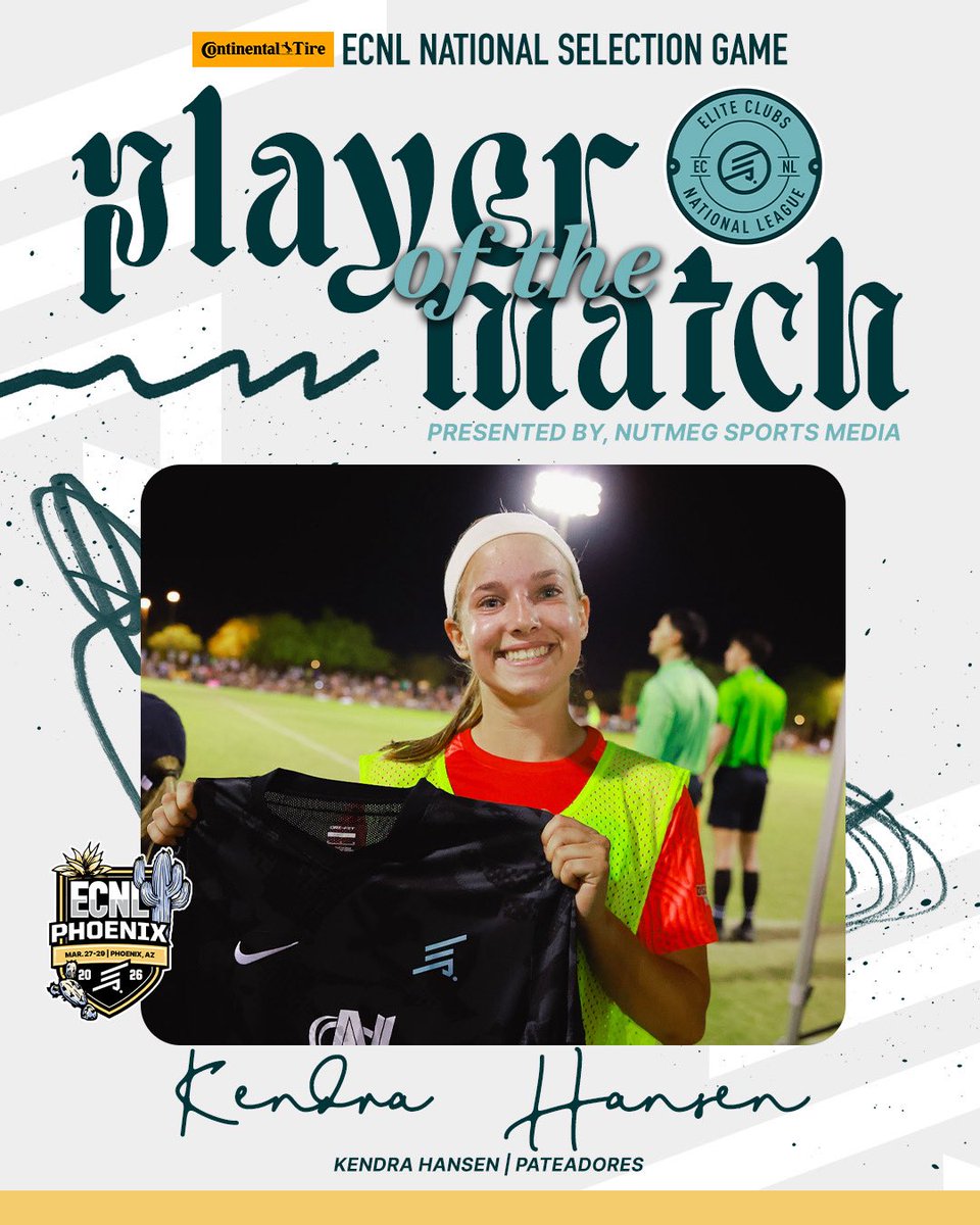 ECNLgirls's tweet image. The Continental Tire ECNL Selection Game, delivered under the lights — with Kendra Hansen from Pateadores with a standout performance. 

The stage was set. Continental Tire helped make it unforgettable. 👏

 #ECNL | #NSG