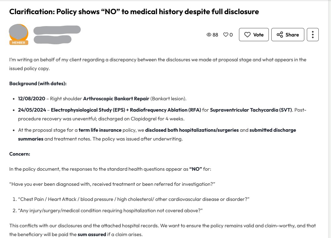 BeshakIN's tweet image. You disclosed full medical history.
But your policy still shows “NO PED.”

What are the implications?
What should you do?

Quick thread👇

#healthinsurance #insurance #awareness #insights