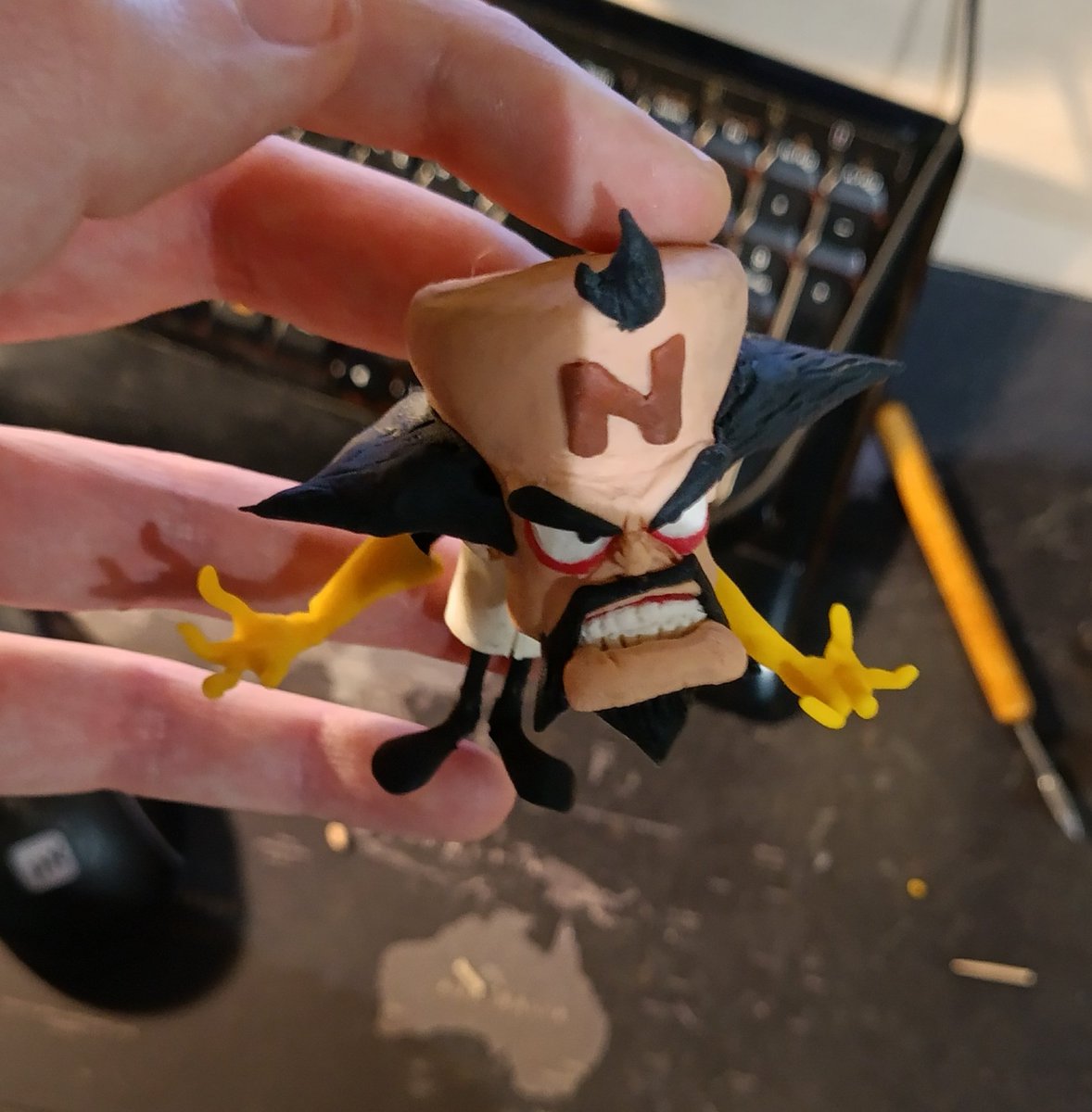 Manuclay_'s tweet photo. Cortex Clay figure 

#CrashBandicoot https://t.co/rkvAbyUUhc