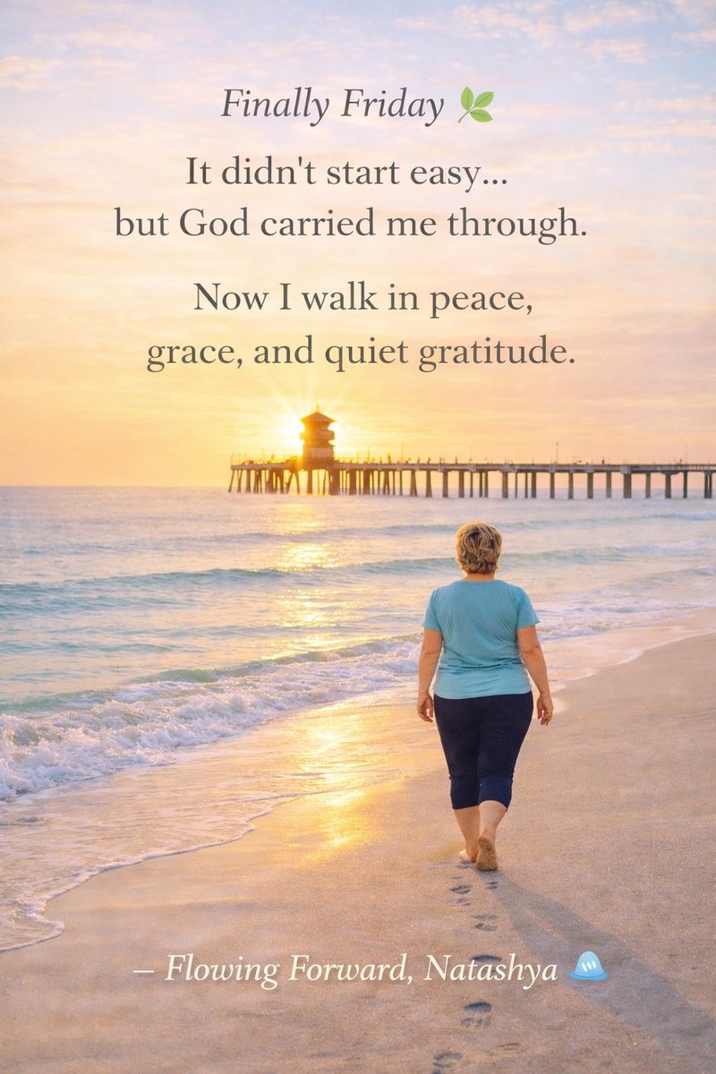 Natashya1's tweet image. Started rough… ended in peace.
God had me the whole time. 🌊✨
#FinallyFriday #FlowingForward
