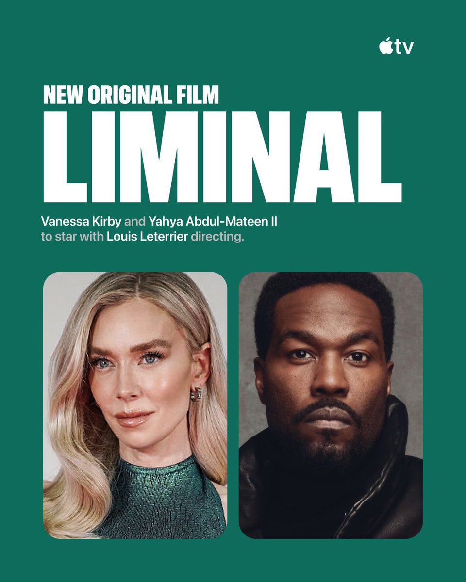 JorDorOr's tweet image. Vanessa Kirby และ Yahya Abdul-Mateen II เตรียมรับบทนำใน #Liminal หนังไซไฟระทึกขวัญ ทาง Apple TV ดัดแปลงจากนิยายภาพ “Telepaths” กำกับโดย Louis Leterrier จาก Now You See Me และ Fast X

เร็ว ๆ นี้บน Apple TV
#จดอ #JUSTดูIT #AppleTV
#VanessaKirby #YahyaAbdulMateenII