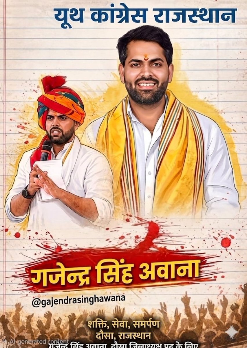 दौसा युवा कांग्रेस ज़िलाध्यक्ष पद हेतु 🙏🏻
आपका अपना- <a href="/AwanaGajendra/">Gajendra Awana</a>  ✨
