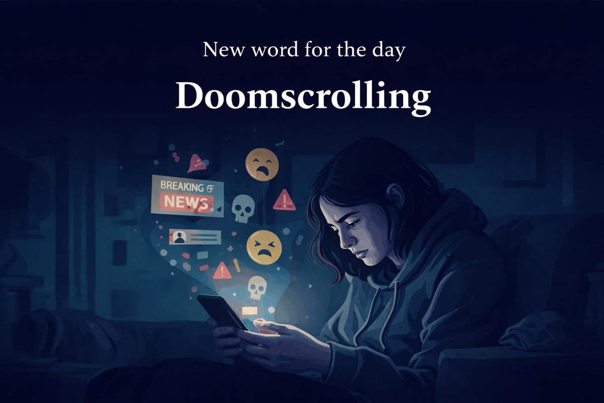 New word for the day. 
Doomscrolling
•Meaning: Continuously scrolling through upsetting or negative news online
•First recorded: 2018
•Example: Many people started doomscrolling during global crises.
Growth Tips, instead of doomscrolling, engage.