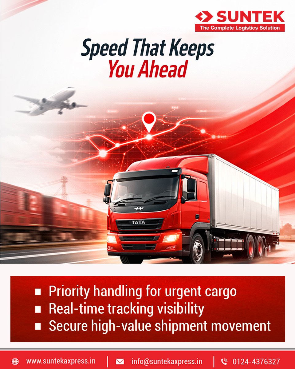 Suntek_Axpress's tweet image. When time is critical, speed makes all the difference. Our freight services ensure your cargo reaches its destination quickly, safely, and without delays.

#AirFreight #ExpressLogistics #TimeCritical #GlobalShipping #SuntekAxpress