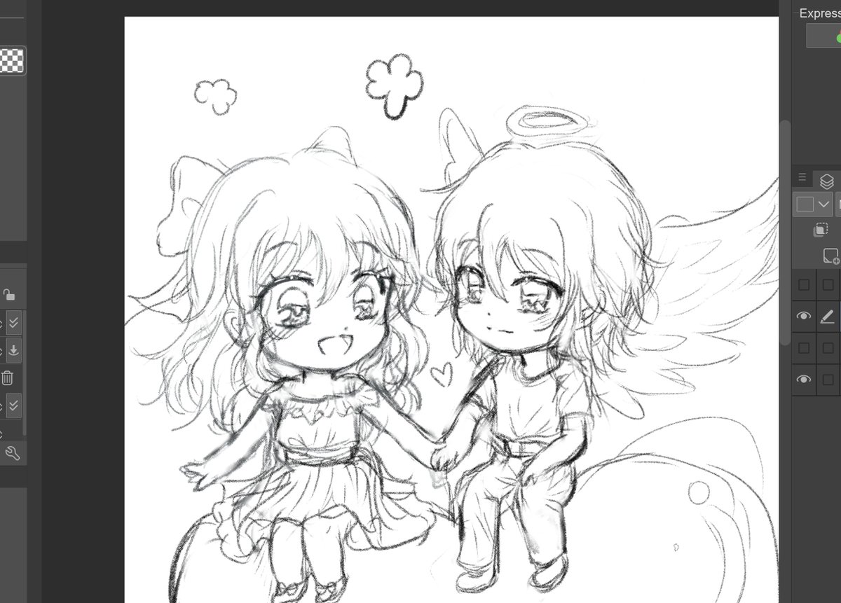 suyeong512's tweet photo. I'm drawing chibi drawing for the first time for one of my raffle winner and honestly I think I love drawing chibis now. they're so cute😭 this is sketch for @AngelsMoonjelly
#wip
#chibidrawing
#sketch
#artmoots https://t.co/pSktTlRiwa