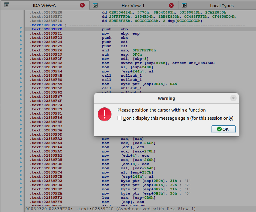 UkyKnight's tweet photo. Deobfuscated #LummaStealer (Jan 2026). CFF made Hex-Rays refuse to decompile — after patching, same address → 288 lines of pseudocode.                                        

610/610 strings decrypted, 274/312 CFF functions recovered (87%).
Details: https://t.co/CJApkMtKDw https://t.co/Pe8Bf1Dopj