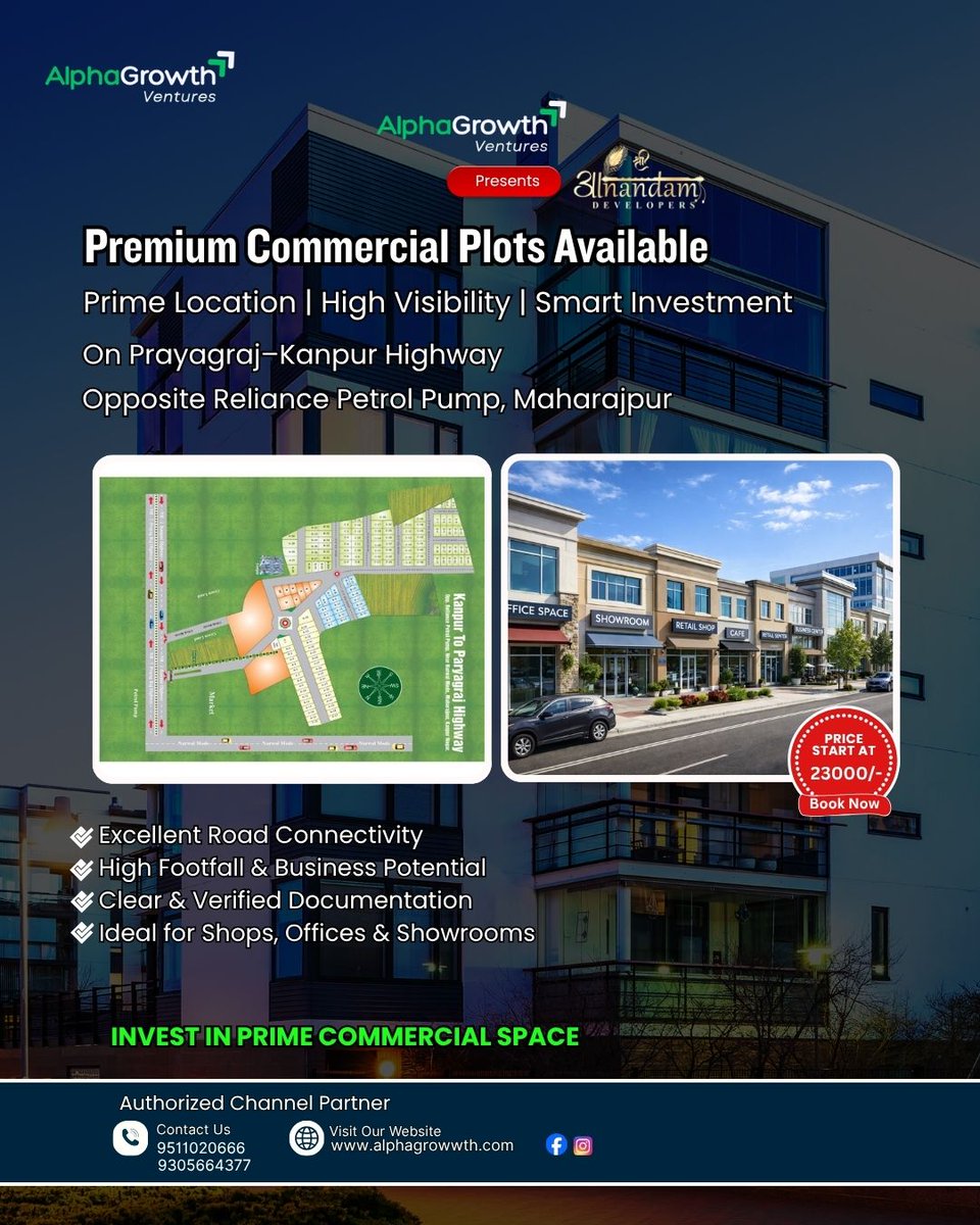 AlphaGrowwth's tweet image. Premium commercial plots on Prayagraj–Kanpur Highway 
High visibility | Prime location | Smart investment

Starting at just ₹2300/-
📞 Book your spot today!

#CommercialPlots #RealEstateIndia #InvestSmart #PropertyDeal #BusinessGrowth #PrimeLocation #Kanpur #Prayagraj