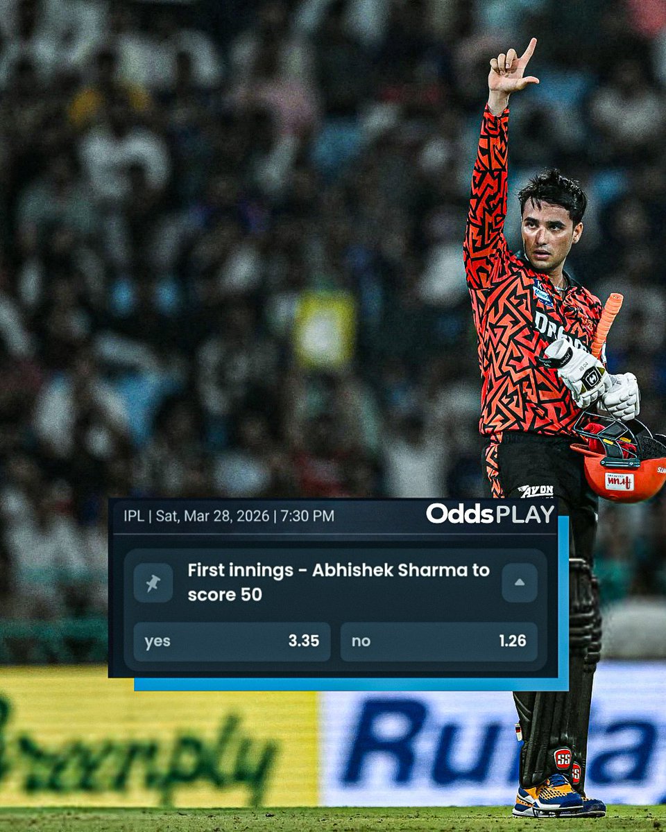50 incoming or not? 👀

Predict Abhishek Sharma’s  score &amp; win ₹3000

Follow <a href="/teamoddsplay/">oddsplay</a>
RT