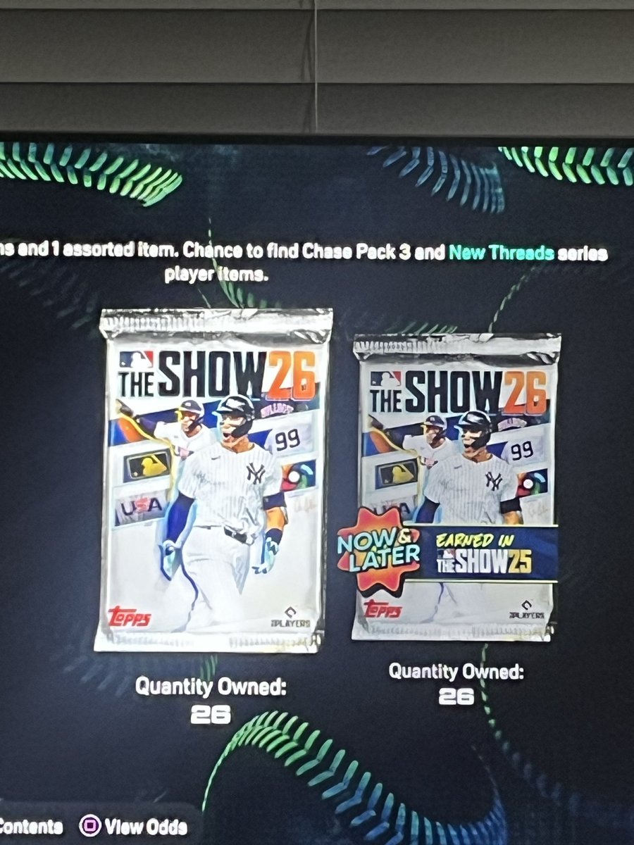 Napalm_Ent's tweet photo. Well here’s my way to be entertained, 26 packs and 26 now and later for MLB the show 26 #mlbtheshow26 #mlb #baseball https://t.co/C0H144SSz1