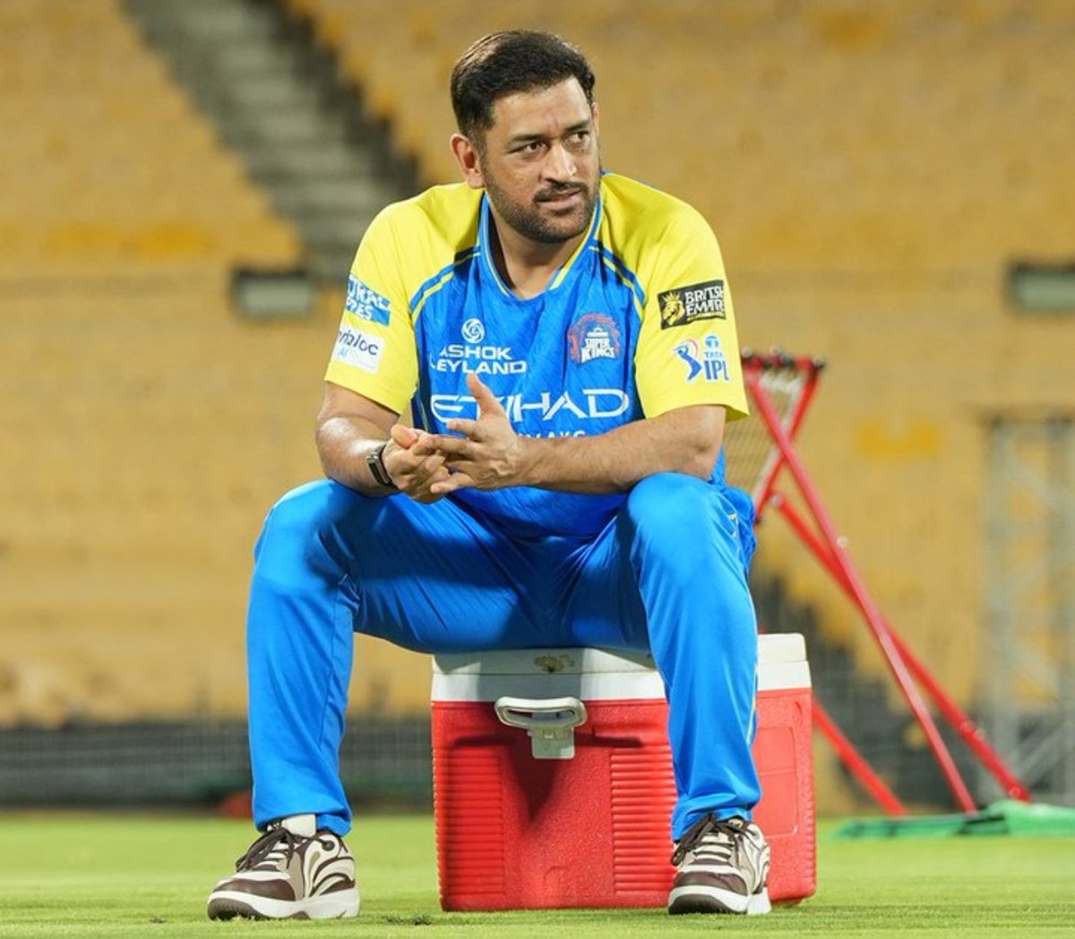 BuzzToday77's tweet photo. NO MS DHONI IN IPL 2026 FOR FIRST 2 WEEKS 🚨

- MS Dhoni is on rehab for a calf strain, likely to miss first 2 weeks 💔 https://t.co/ZXd4zAZR8B