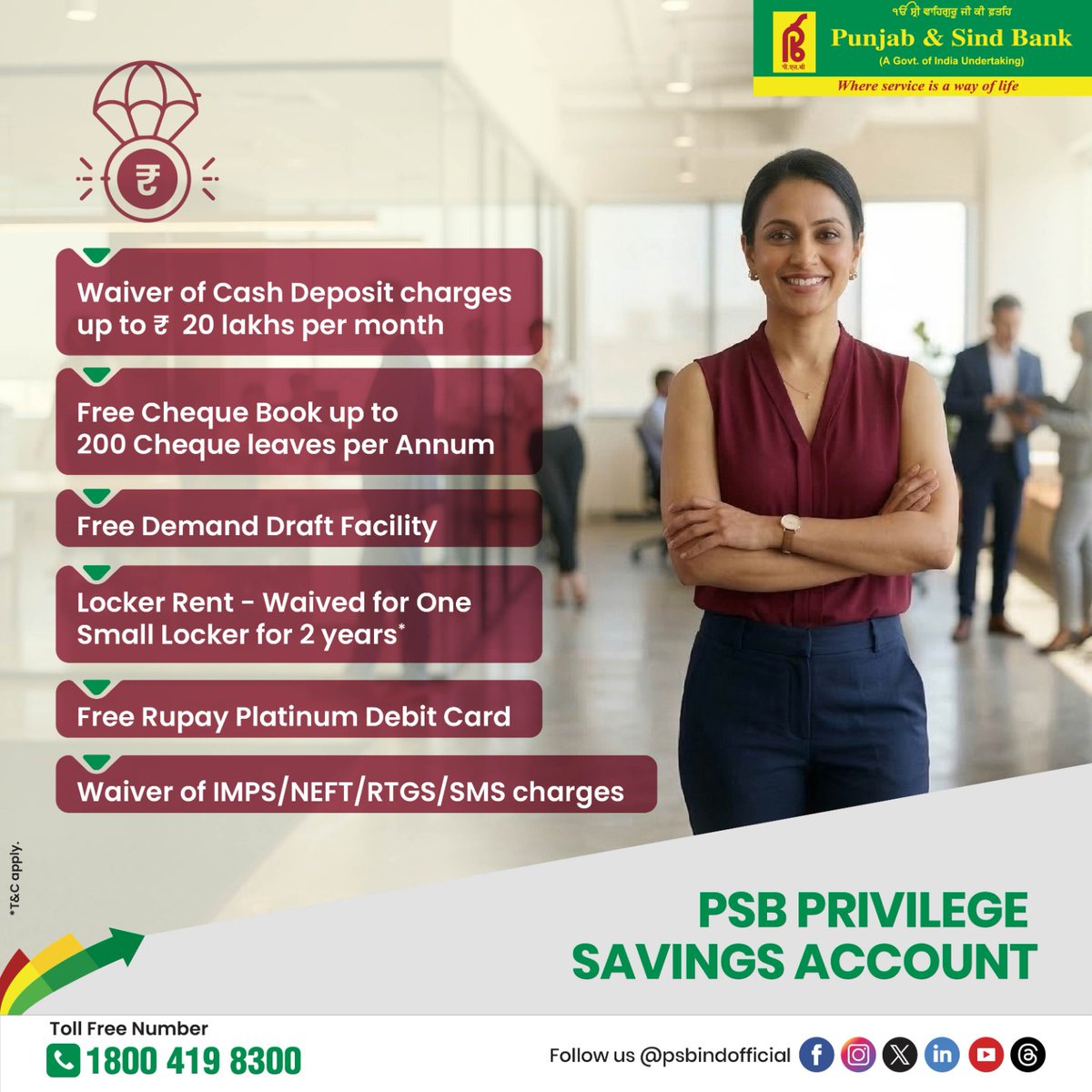PSBIndOfficial's tweet photo. A banking experience designed for those who expect more.
Choose PSB Privilege Savings Account

#punjabandsindbank #BankingRedefined
#PrivilegeAccount #savingaccount
#whereserviceisawayoflife https://t.co/503yAkRRX1