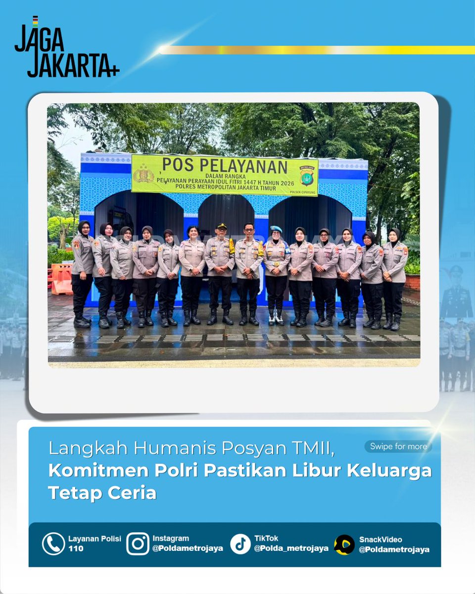 PolresJakPus's tweet image. Kesiapan maksimal demi kenyamanan masyarakat 🇮🇩
Jajaran kepolisian menggelar Apel KRYD 2026 di kawasan Taman Mini Indonesia Indah sebagai langkah antisipasi lonjakan pengunjung. 
#PolriPresisi #KRYD2026 #TMII #PengamananWisata #PolresJaktim