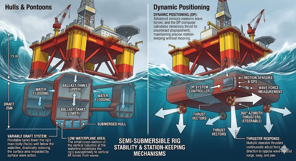Oil Rig Dynamic Positioning Here are 3 concise ways to describe how oil rigs withstand big waves ...