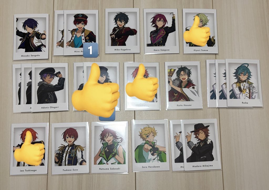 matana_byebye's tweet photo. @0
【交換】
あんスタ　展示会　特典　ぱしゃっつ

譲)忍、一彩、茨、アドニス3、敬人、司、夏目、宙、斑2、ライカ3
求) 弓弦、千秋、奏汰、宗、HiMERU、晃牙、創、つむぎ、ユメ 各1ずつ
※コンプ目的

28日池袋手渡し希望
14:45〜16:00アニメイト前　他応相談
検索からもお気軽にお声掛けください https://t.co/vCjBoMBxSZ