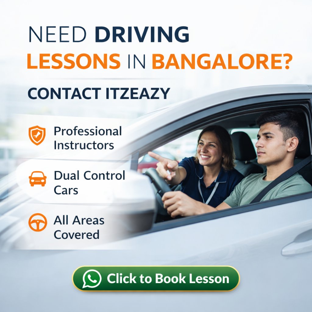Ready to drive with confidence? 🚗
Learn from certified instructors with safe dual-control cars.

📍 Driving Lessons in Bangalore
👉 Contact ITZEAZY today and start your journey

#DrivingLessons #Bangalore #LearnDriving #DrivingSchool #CarDriving #BangaloreLife #Itzeazy