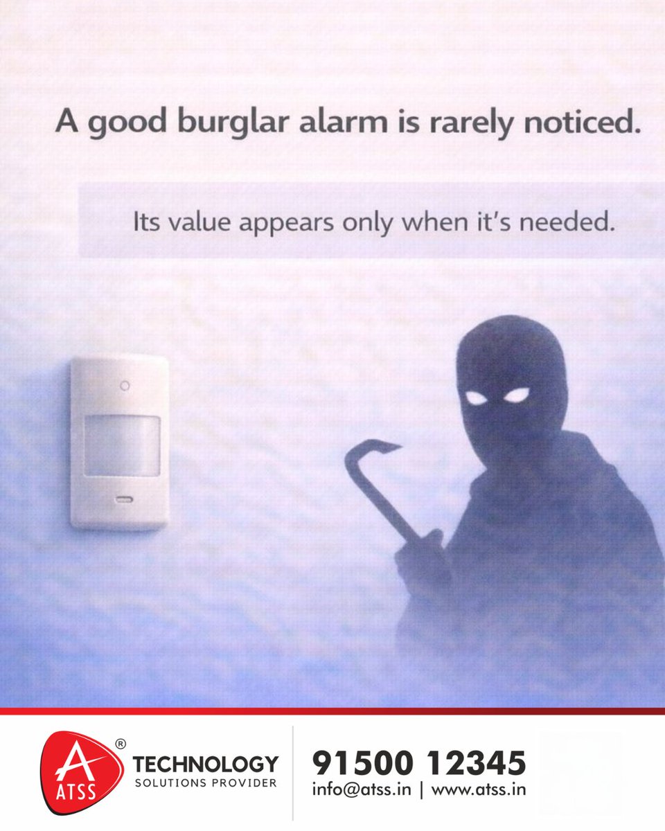 InfoATSS's tweet image. The best burglar alarm? You don’t notice it… until it protects you. 🛡️ATSS delivers security that works silently, but powerfully.📞91500 12345 atss.in info@atss.in #atss #security #burglaralarm #smartsecurity #safety #businesssecurity #peaceofmind